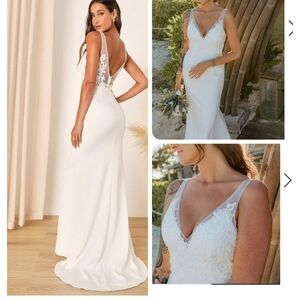 Lulu's Ivory Satin Dress